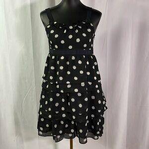 NWT LOFT Black & White Polka Dot Sleeveless Tiered Hem Mini Dress